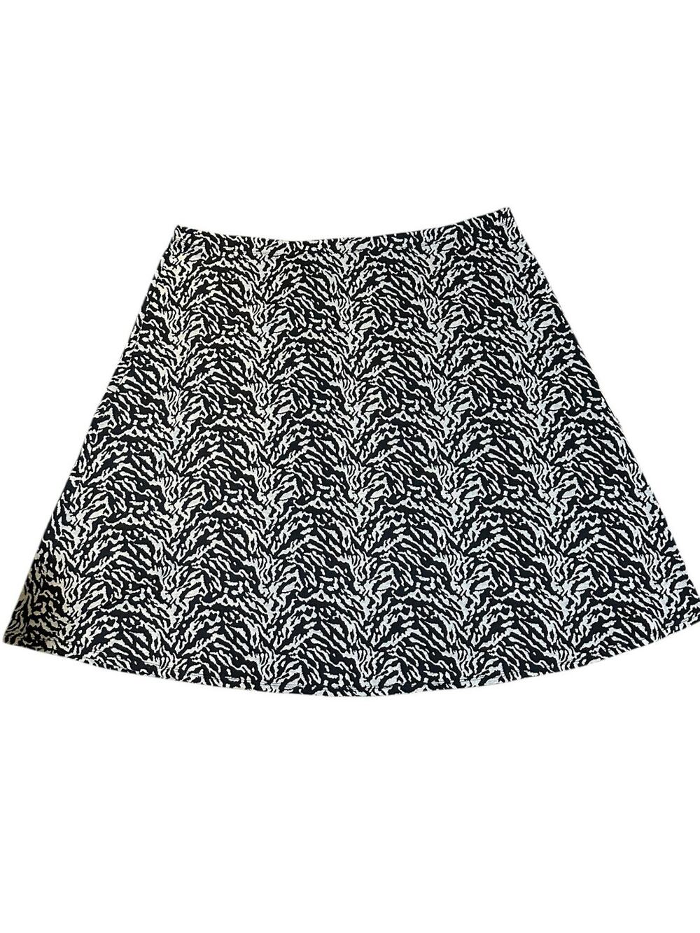 Avenue Skirt Women Plus Size 26/28 Black White Zebra Print Pull On A-Line